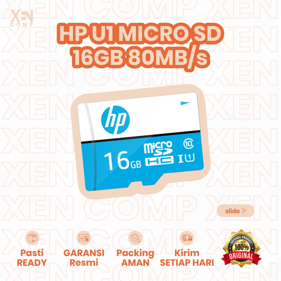 Micro SD HP Class 10 16GB 80Mbps w/Adaptor