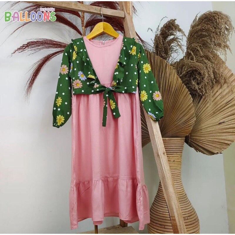 Dress Gamis 3-4TahunPINK Rayon Anak by Balloons | Baju Lebaran