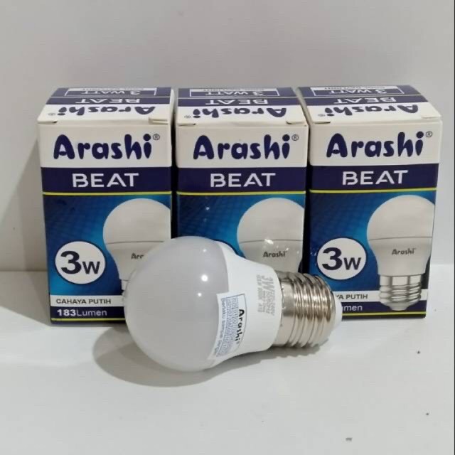 Arashi Lampu Bohlam LED Beat Putih 3 Watt Bulb LED Arashi 3 W 3Wat