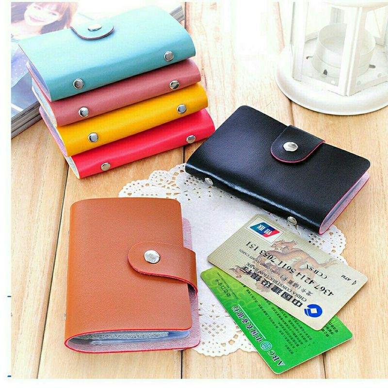 Dompet Kartu Kulit Warna Warni / Card Holder 24 Slot Penyimpanan Serbaguna