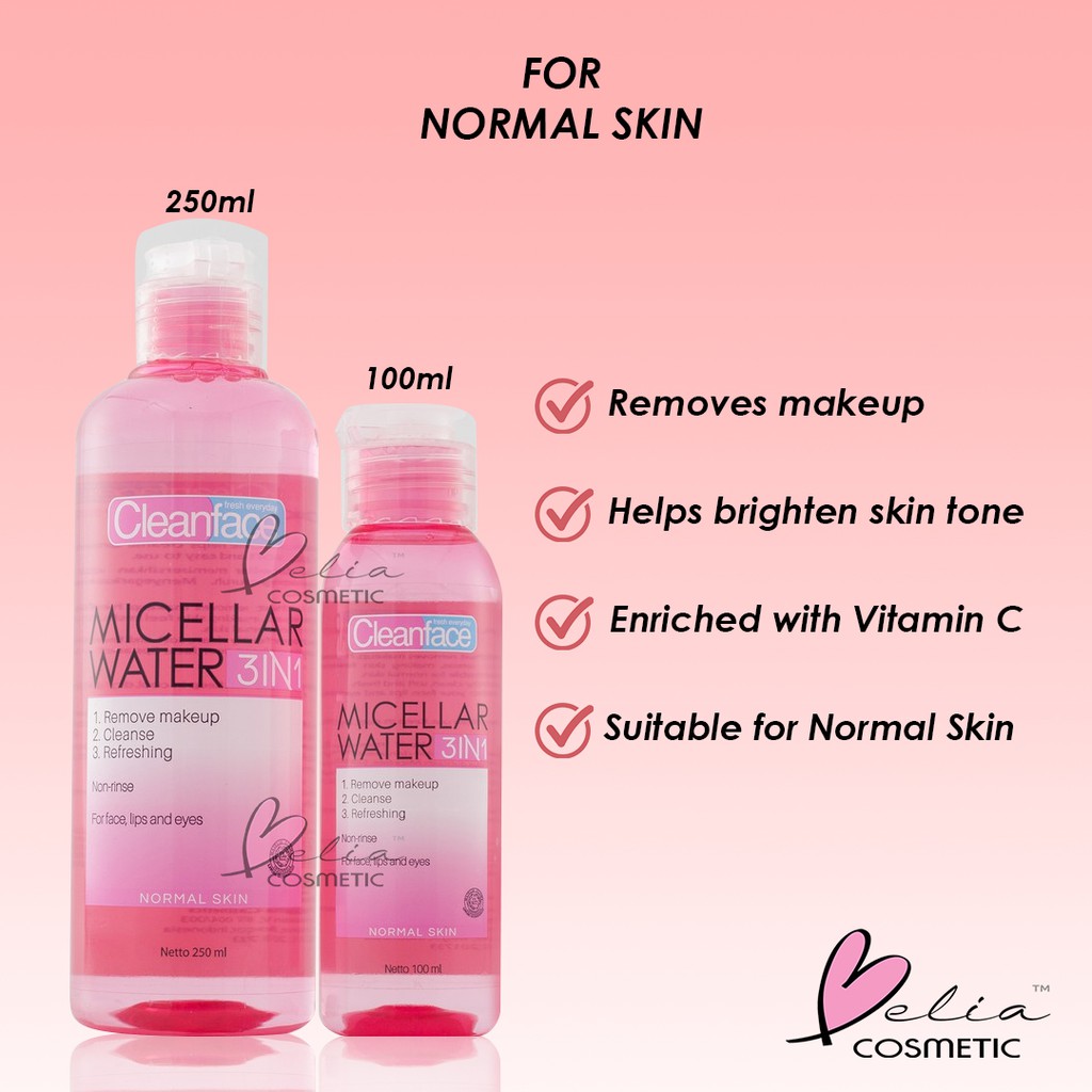 ❤ BELIA ❤ CLEAN FACE Micellar Water 100 ml | 250 ml (✔️BPOM) Micellar Water by Purbasari