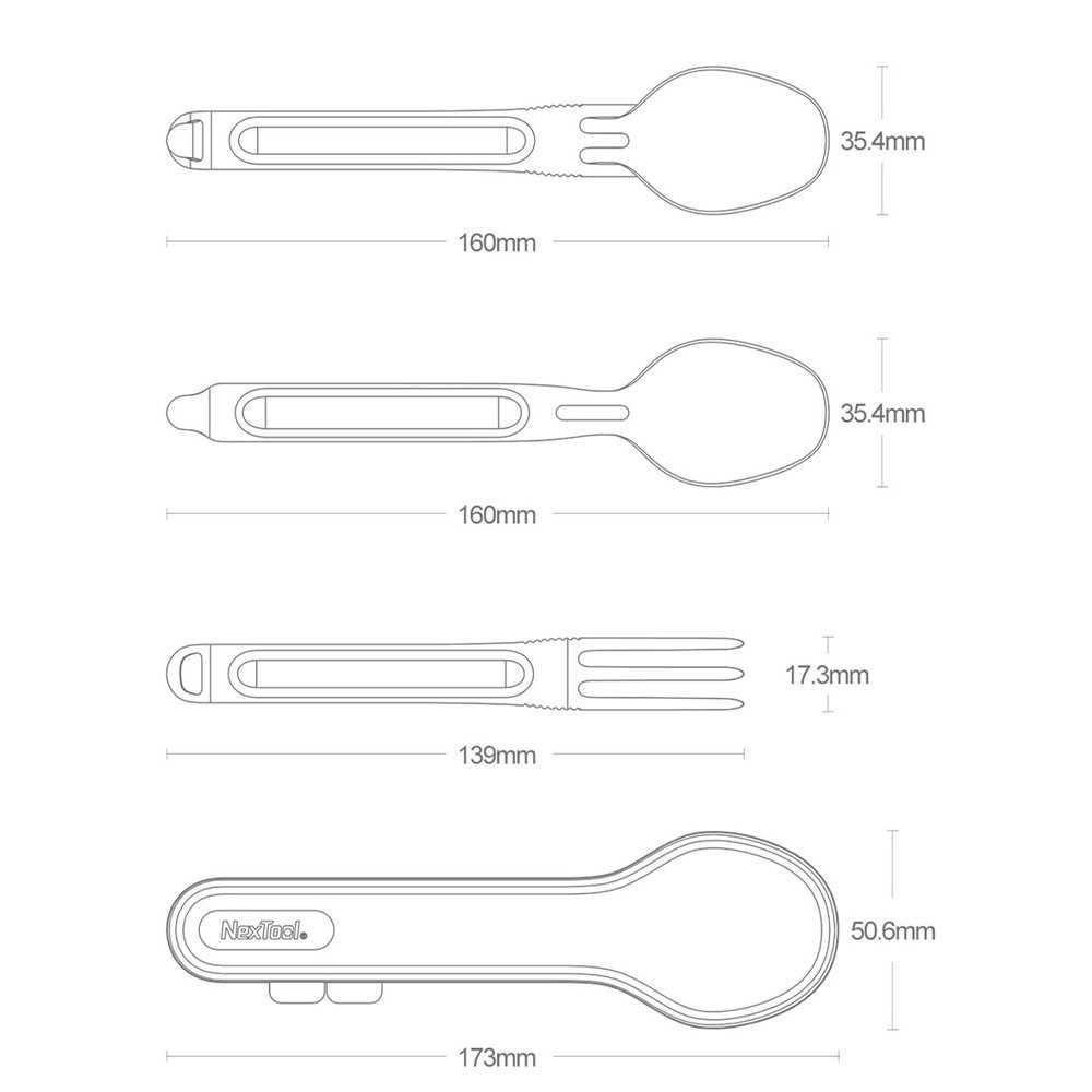 NexTool Sendok dan Garpu Camping Separable Portable Titanium - KT5525