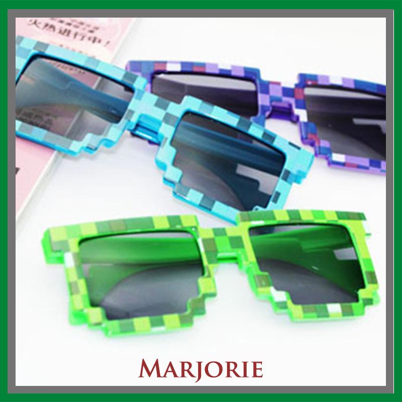 Retro Pixel Lattice Kacamata Mosaik Sunglass Kepribadian Kacamata Tren Kreatif-MJD