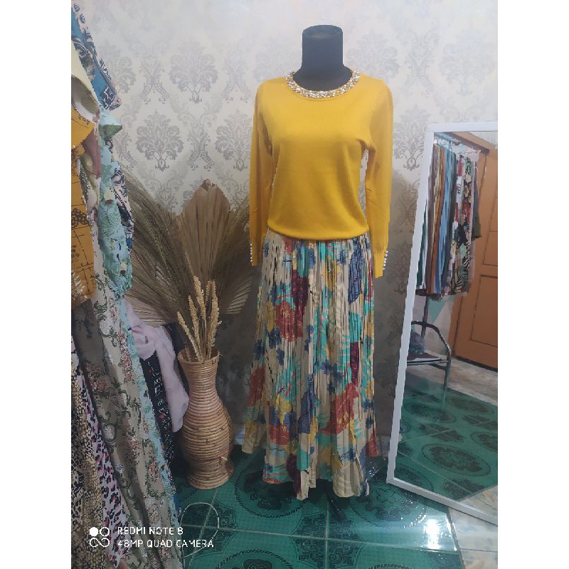 one set rok plisket premium + shirt import mutiara
