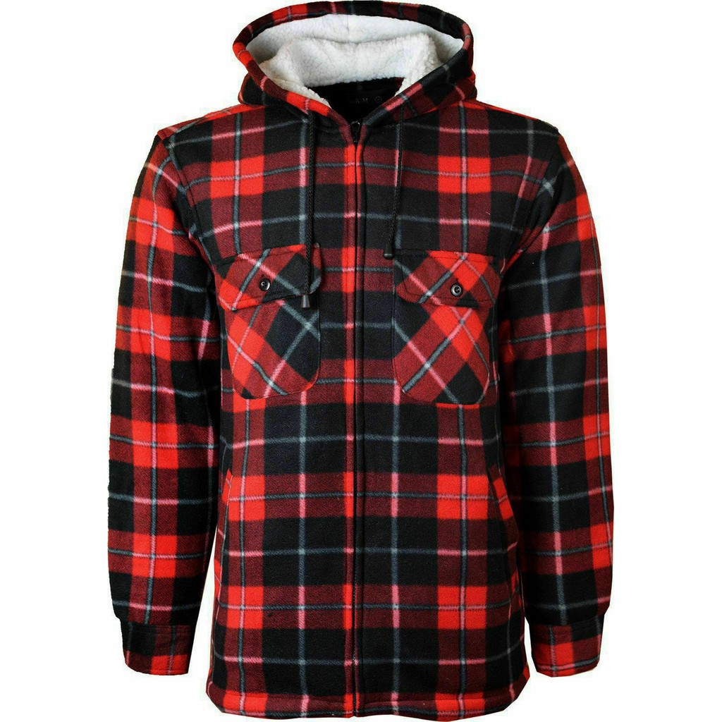 Jaket Hangat Tebal Flanel Sherpa Hooded Zipper