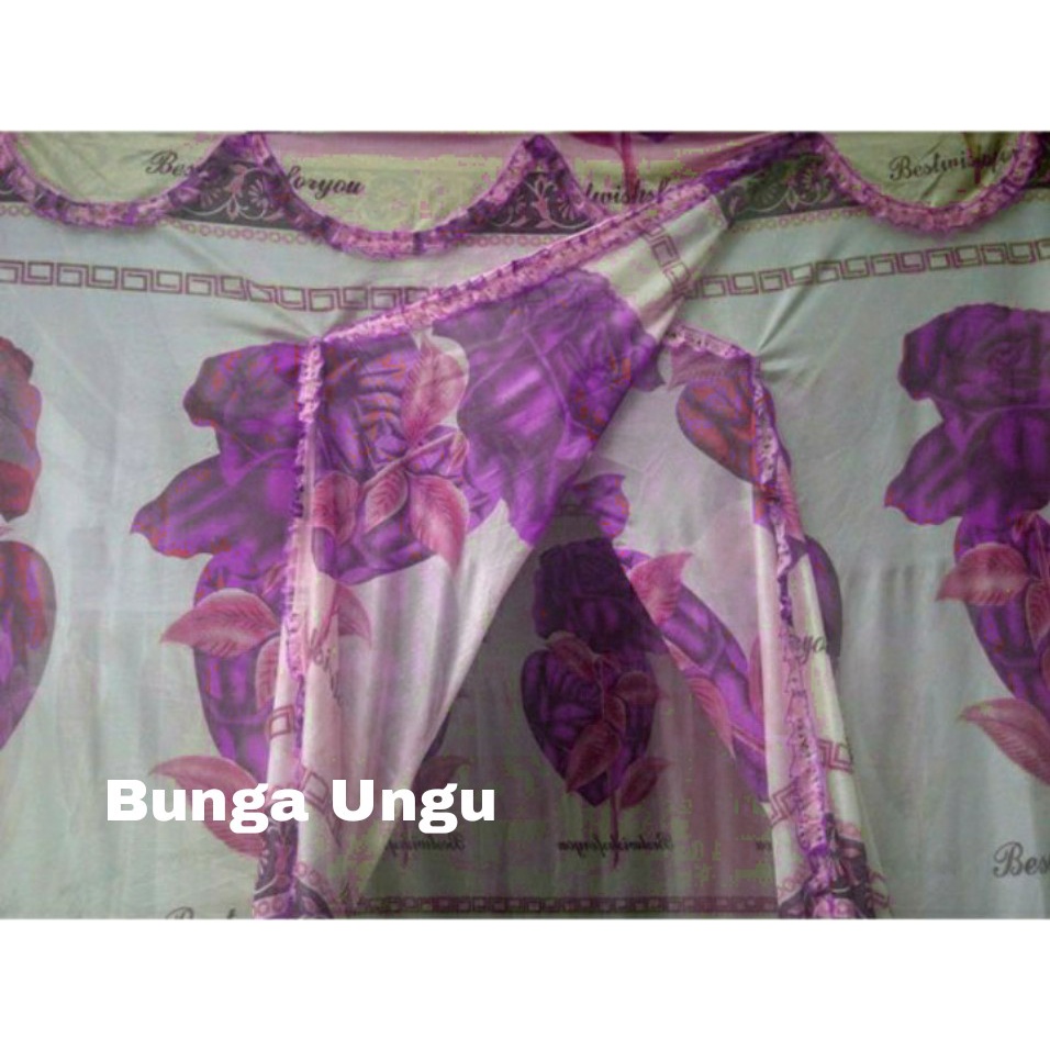 kelambu anti nyamuk tebal ukuran jumbo 200x200 motif bunga