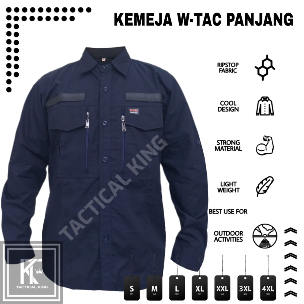 Kemeja Tactical W-TAC Tangan panjang / Baju Kemeja Lapangan Taktical PDL PDH tangan panjang