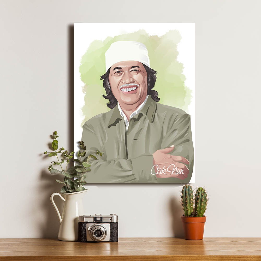 Cak Nun Emha Ainun Nadjib Maiyah Dekorasi Pajangan Hiasan Dinding Bingkai Kayu Wall Decor