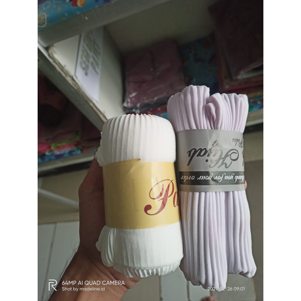 Pashmina plisket FULL ceruty armany (GROSIR) /Pashmina plisket ceruty bebydoll premium/hijab premium-putih BW