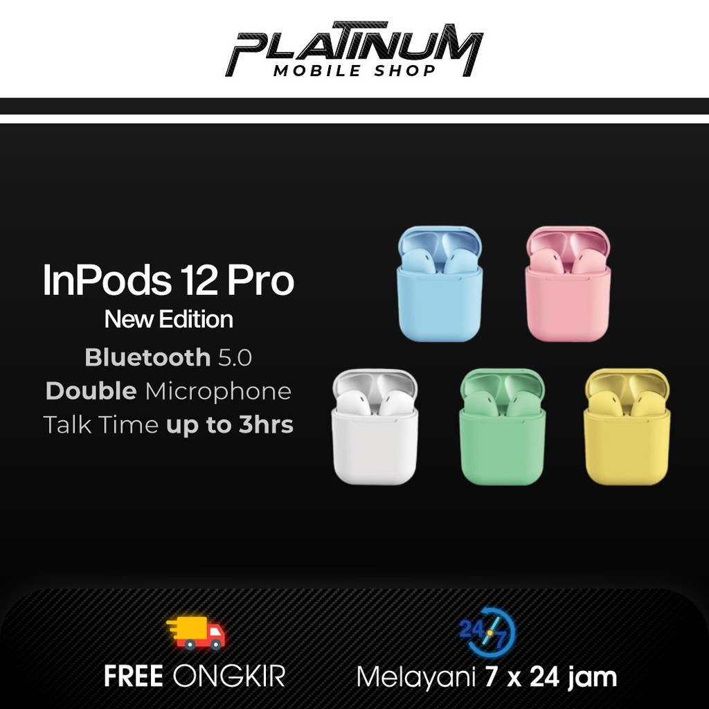 Inpods 12 / Inpods 12 pro Wireless Earphone Bluetooth 5.0 Warna Macaron HIFI Original