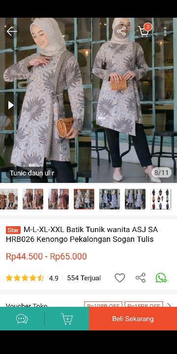 M-l-xl-xxl Batik Tunik Wanita Asj Sa Hrb026 Kenongo Pekalongan Sogan Tulis