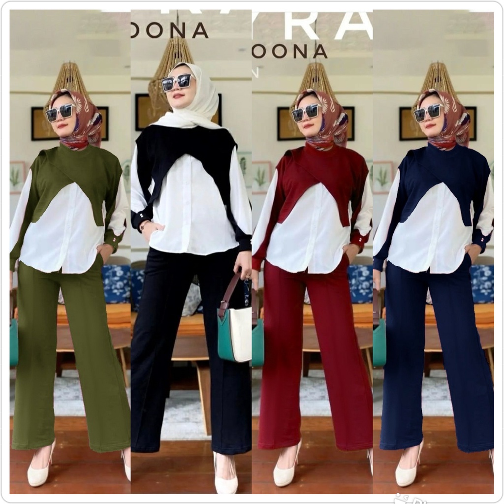 SETELAN WANITA TERBARU/ KNIT SET VIOONA/ SET BAJU MUSLIM RAJUT IMPORT/ ONE SET MUSLIMAH BUSUI / SET BLUS + CELANA PANJANG KULOT