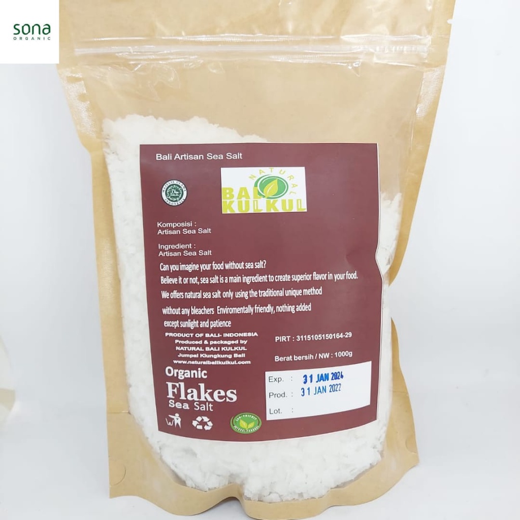 

Flakes Sea Salt 1kg - Garam Laut Serpihan 1000g - Natural Bali Kulkul