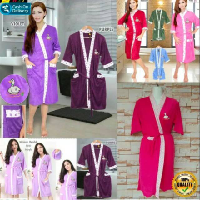 VF - Kimono Handuk Dewasa / Baju Handuk Kombinasi Bordir M