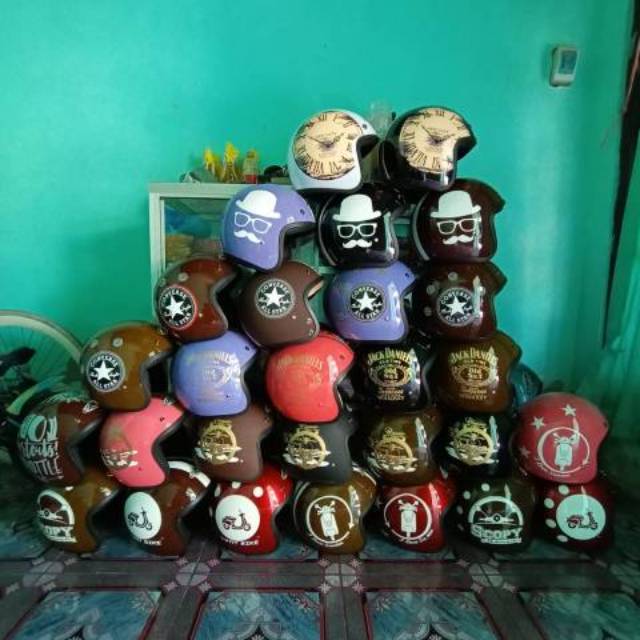 PROMOSI HELM BOGO CATT FULL LEHER MOTIF/ BOGO DEWASA BUSA BISA DILEPAS