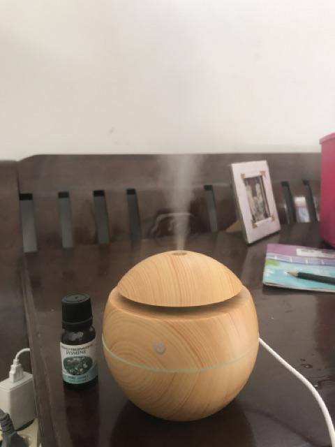 Air Humidifier Essential Oil Diffuser Aroma Terapi Motif Kayu Bonus 1 Botol Oil