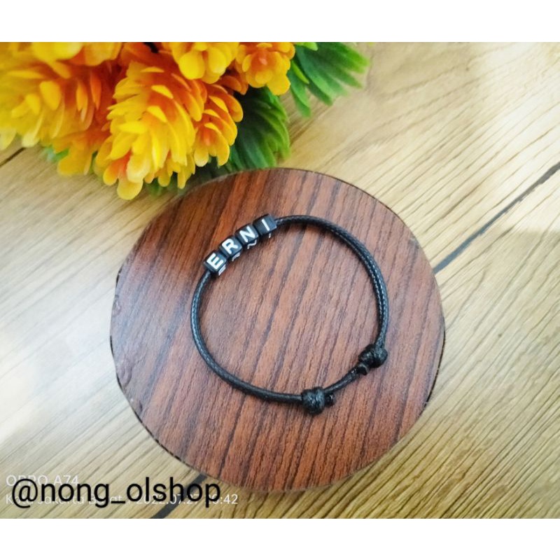 GELANG TALI HITAM CUSTOM  NAMA UNTUK ANAK-ANAK DAN DEWASA/ GELANG TALI MURAH / GELANG TALI INISIAL/ 