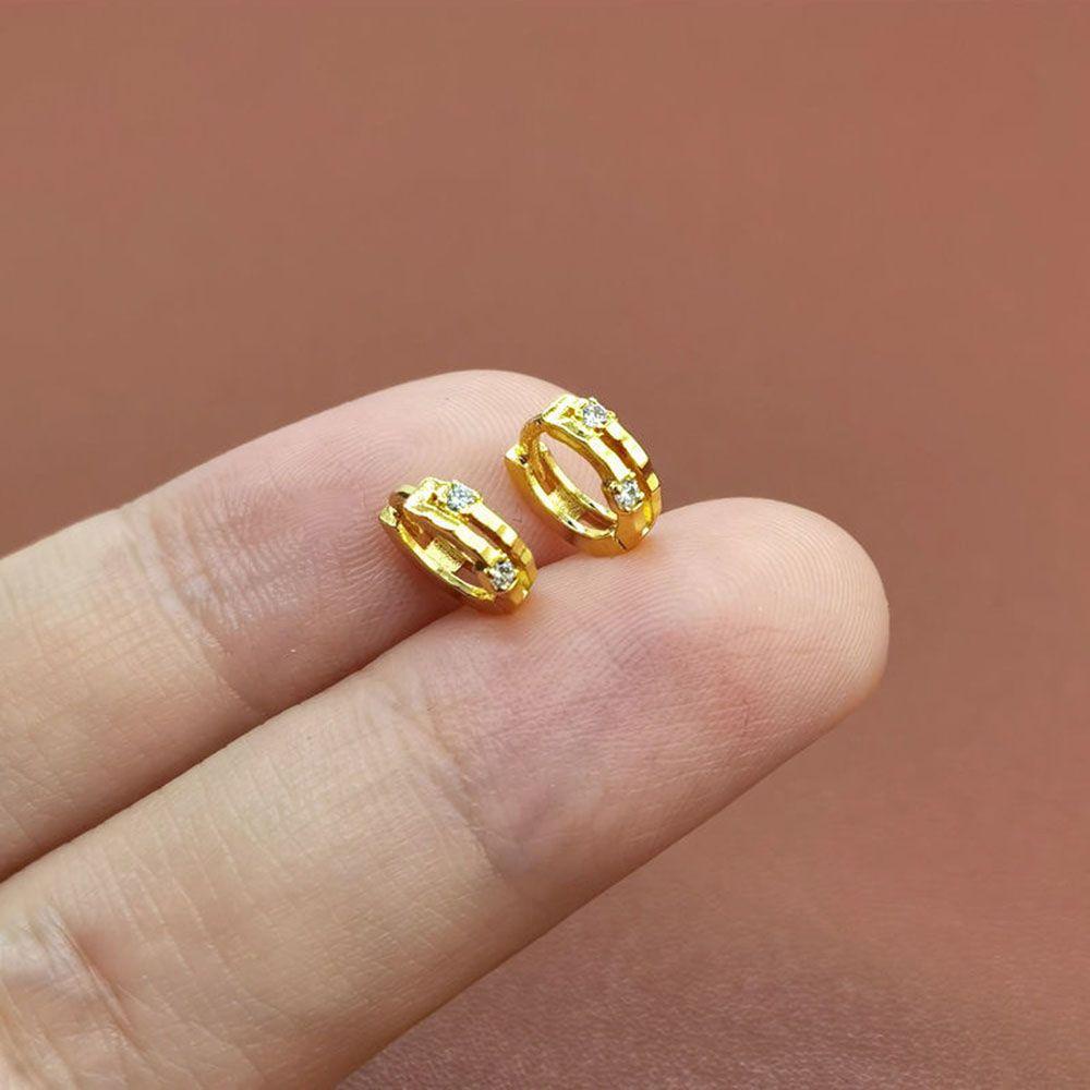 Suyo Anting Hoop Fashion Hypoallergenic Lapis Emas Cubic Zirconia