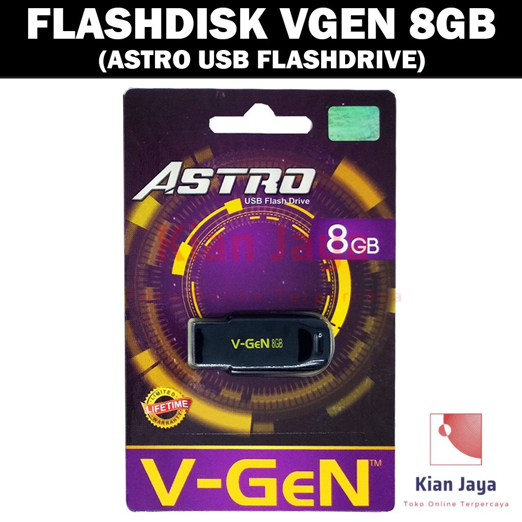 Flashdisk V-GEN 8GB USB Flash Drive Vgen Astro 8 GB Original Garansi Seumur Hidup Flashdis Data Memory