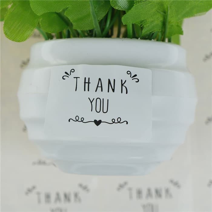 Paper Tags Sticker THANK YOU - White Rectangle 4x3cm (1sheet/42pcs)