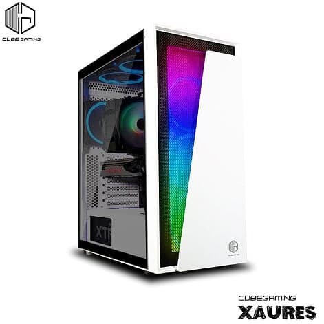 CUBE GAMING XAURES WHITE - ATX - LEFT SIDE TEMPERED GLASS - PSU COVER - RGB FRONT PANEL