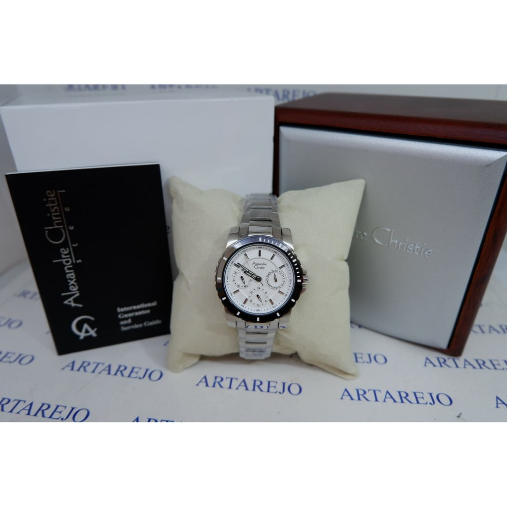 JAM TANGAN WANITA ALEXANDRE CHRISTIE AC 6141 SILVER PUTIH ORIGINAL