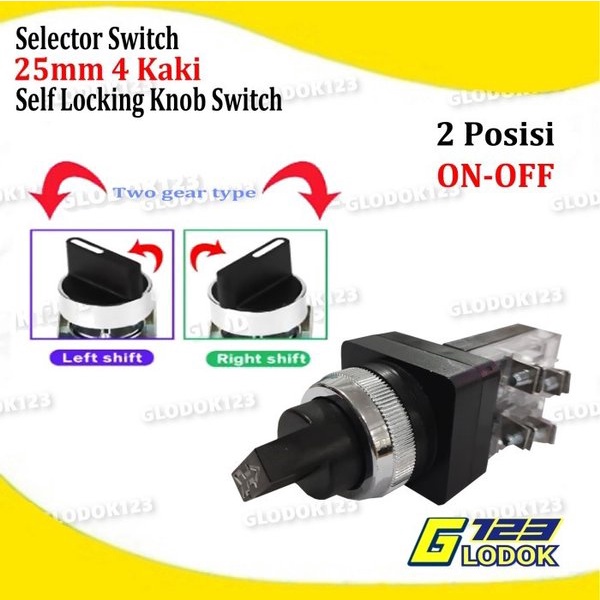 Selector Switch 25mm 2 3 posisi 1 2 NO NC 2 4 Kaki On Off On