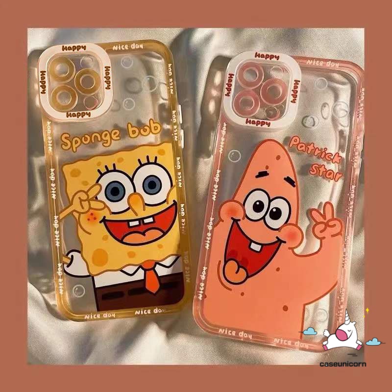 IPHONE Case Ponsel Spon Bob Kartun Kompatibel Untuk Iphone14 13 pro max X XR XS Max6 6s 7 8 plus 11 12 13 pro max SE 2020 Bening Lembut Tpu Lucu Patrick Star Shockproof Back Cover