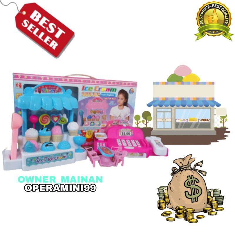 Mainan Cash Register Ada Kasir Kasiran Dan Gerobak Es Krim Ice Cream Anak Buat Kado Murah  Li 3