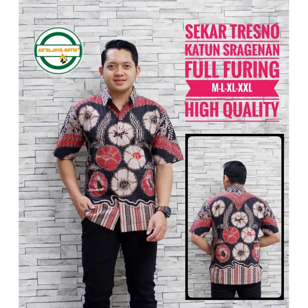 SEKAR TRESNO Baju Kemeja Batik Pria Solo Premium Modern Lengan Pendek Katun FULL FURING Aljaya Perwira Mahesa Hanung Jayanegara Kencono ungu suket segoro peksi seling batik keris solo asli arieswara