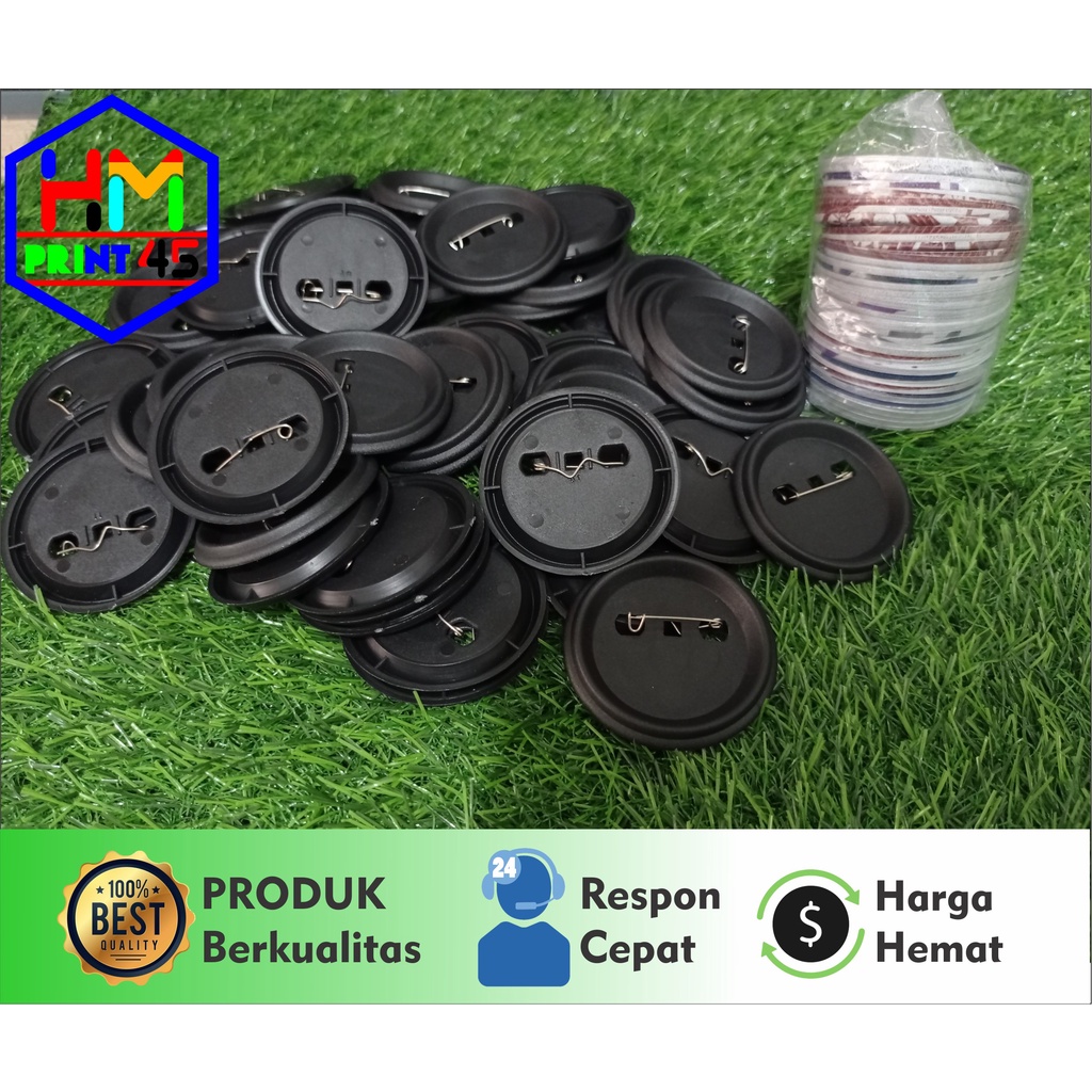 Bahan baku Pin Hitam 58mm tanpa mika