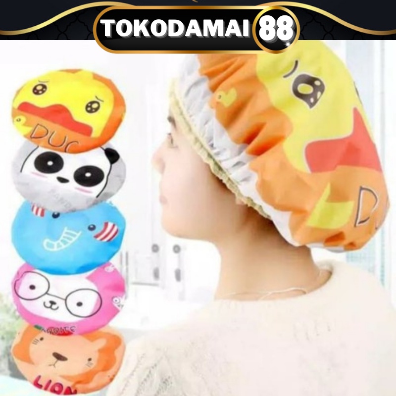 Shower Cap Karakter Topi Keramas Penutup Rambut Anak Dewasa Bahan Plastik PVC