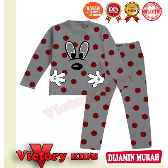 Victory kids setelan tangan panjang/piyama anak laki-laki/perempuan 1-10 tahun