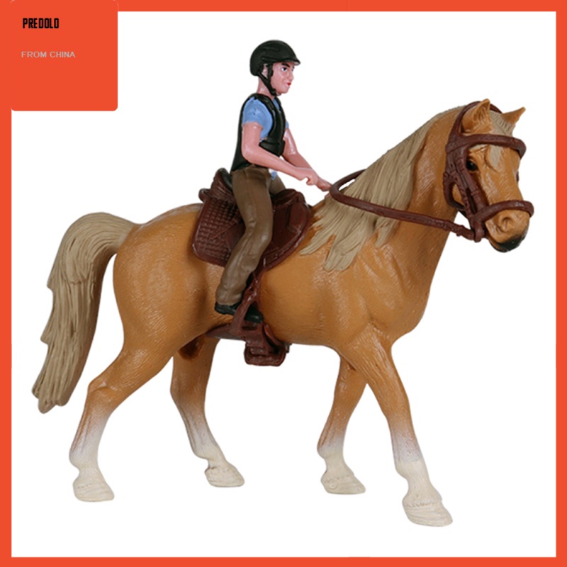 [In Stock] Farm Animal Figure Toy Miniature Horse with Male Rider Figurine Statue