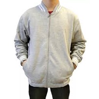 Jaket zipper Base Ball Hitam-abu muda