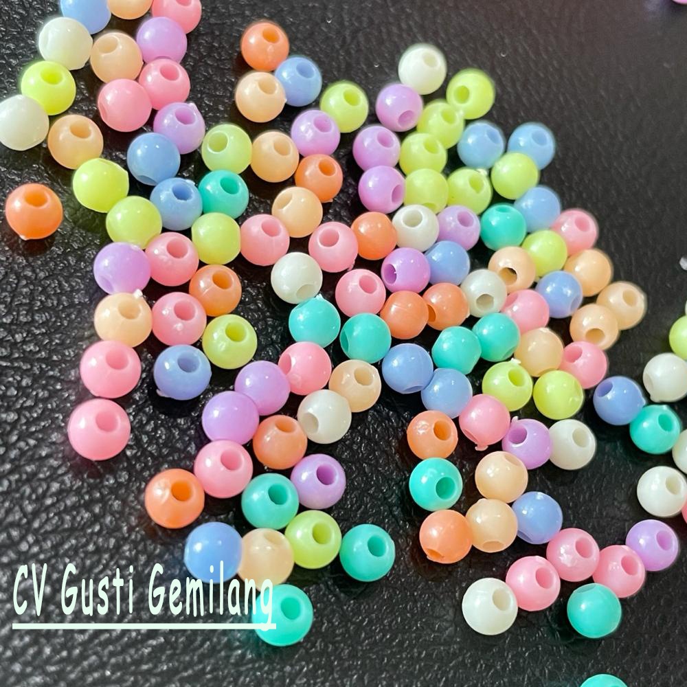 Mote Manik Mutiara Pastel 4mm Warna Sugus 10gr