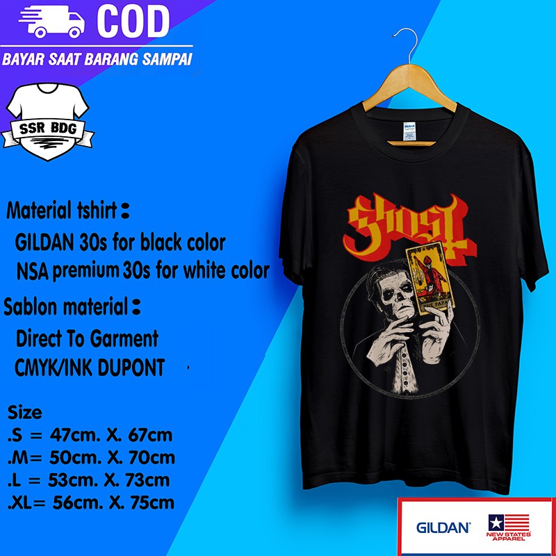 kaos ghost baju band distro metal rap tee pria wanita unisex bandung luar negri gildan