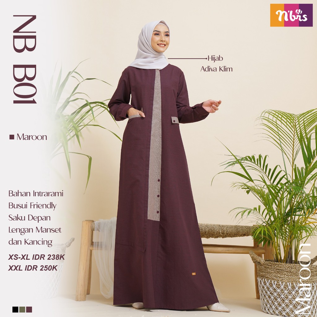 Nibras Gamis nb b01 Gamis Nibras bahan Intrarami Gamis Dewasa Polos Elegant