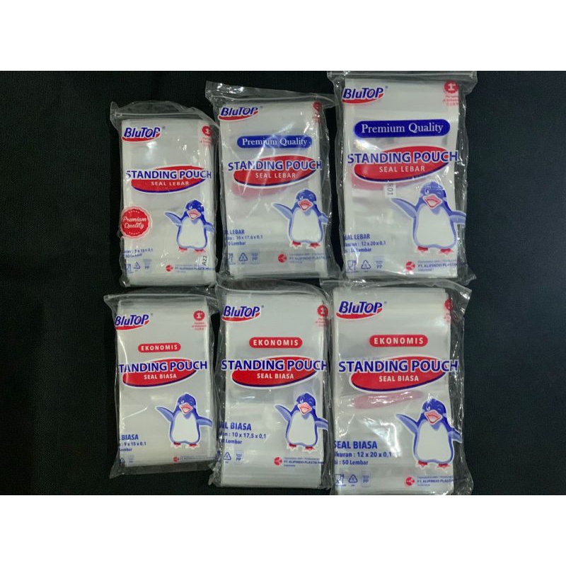 HCS - STANDING POUCH STP DOUBLE SEAL / KEMASAN PLASTIK BERDIRI KLIP TEBAL  ISI 50 SEAL LEBAR PCS BY 