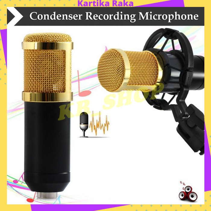 KR Microphone Condenser Mikrofon Kondenser Studio dengan Shock Proof Mount BM-800