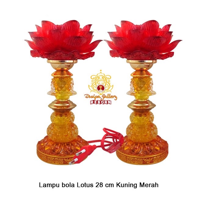 Lampu altar sembahyang LED Bola Lotus 28 cm Kuning Merah