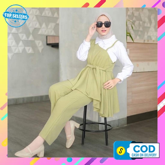 Hanara Set Crinkle Airflow / Setelan Rok Bahan Airflow Crinkle / One Set Rok Crinkle / Baju Setelan 