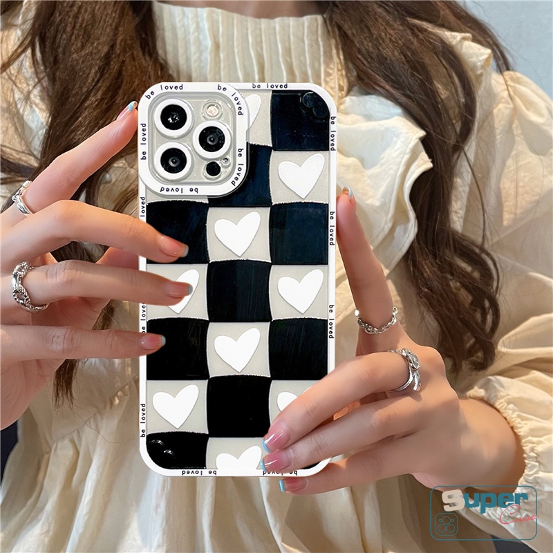 Casing Infinix Note 11 12 10 Pro Infinix Hot 12i 11s NFC 10Lite 8 10 9 12 11 Play Smart 5 6 4 Play Plus Fashion Love Heart Soft Tpu Couple Shockproof Plaid Back Full Cover