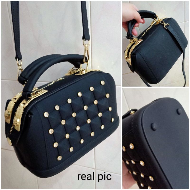 Tas wanita selempang stud diamond bagus murah clutch pesta kondangan tas Doctor dokter Jelly