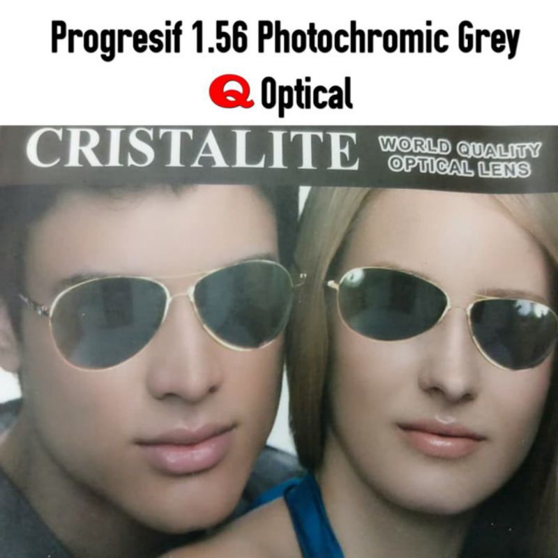 Lensa Kacamata Progresif Photocromic Grey Cristalite 1.56 HMC EMI