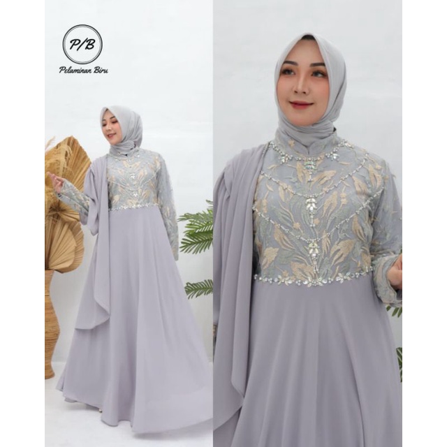 GAMIS CINTA // BAHN TILLE BORDIR MIX CERUTY BABYDOLL // HIASAN PAYET // By Pelamina Biru