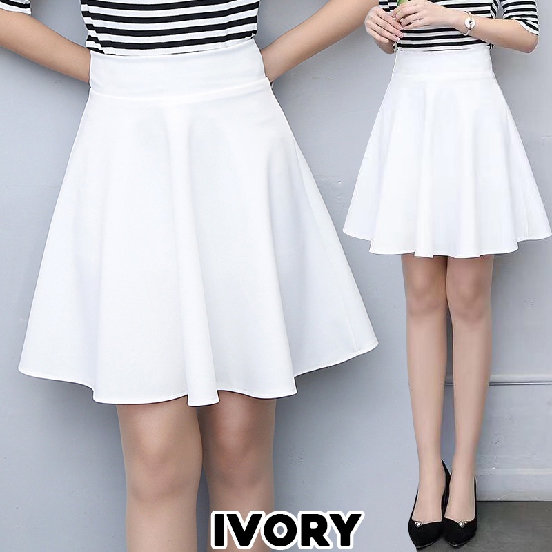[#8803-1] IU Flare Skirt(With Inner Pants)/Scuba Premium/Rok Wanita Midi ada Daleman/Rok payung/Rok Lebar/Rok Scuba/Rok Import/Rok Midi/Rok korea/Rok hitam/Rok Polos