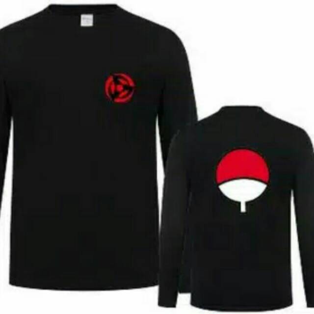 Kaos Lengan Panjang Pria Wanita T Shirt Long Sleveslees Anime Naruto Hitam