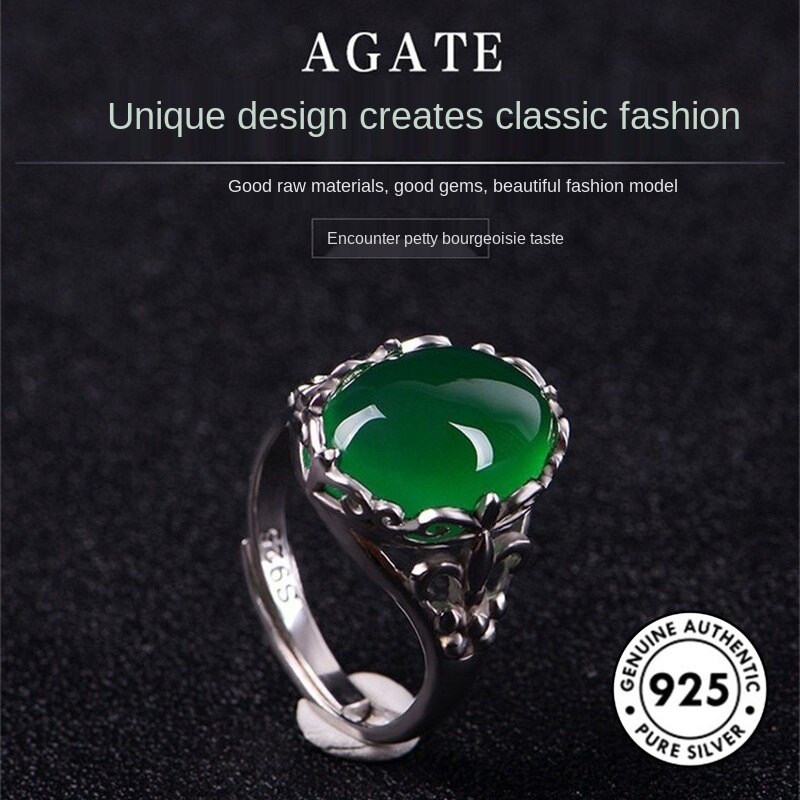 Cincin Sterling Silver 925 Gaya Vintage Mewah Dengan Emerald Untuk Wanita