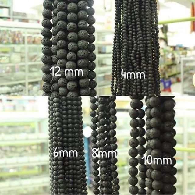 Grosir Manik Batu lava stone 4mm-12mm Kuarsa Bulat Hitam Round